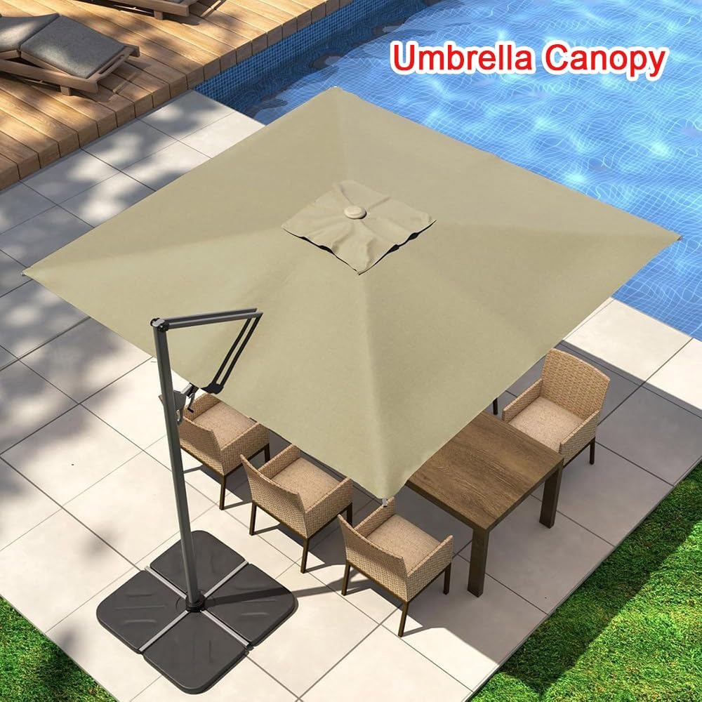2.5×2.5m 3×3 Housse De Rechange pour Parasol Déporté Toile De Rechange pour Parasol Carré Dessus De Parapluie De Rechange 8 Baleines Anti-UV/Étanche(Green,300x300cm(10'x10'))