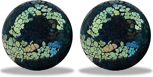 ZningEsxi 2 bolas de vidrio de mosaico de 334 pulgadas esferas sólidas para cuencos jarrones decoración de comedor decoración de mesa para el hogar