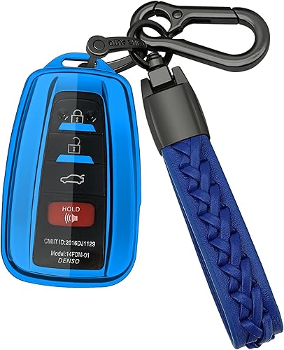 Funda para dispositivo electrónico portátil para Toyota, funda para llavero con llavero, color azul, compatible con llave inteligente Camry