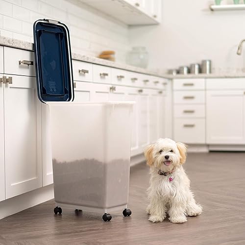 Miniatura 2 de IRIS USA Contenedor hermético de almacenamiento de alimentos para perros, hasta 38 libras, ruedas acoplables, para perros, gatos, pájaros y otros