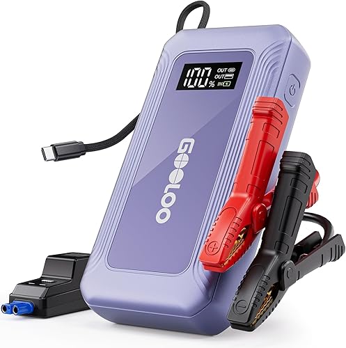 GOOLOO Arrancador G7 3000A con cable integrado, banco de energía portátil para carga rápida de 45 W, caja de salto de litio SuperSafe de 12 V,