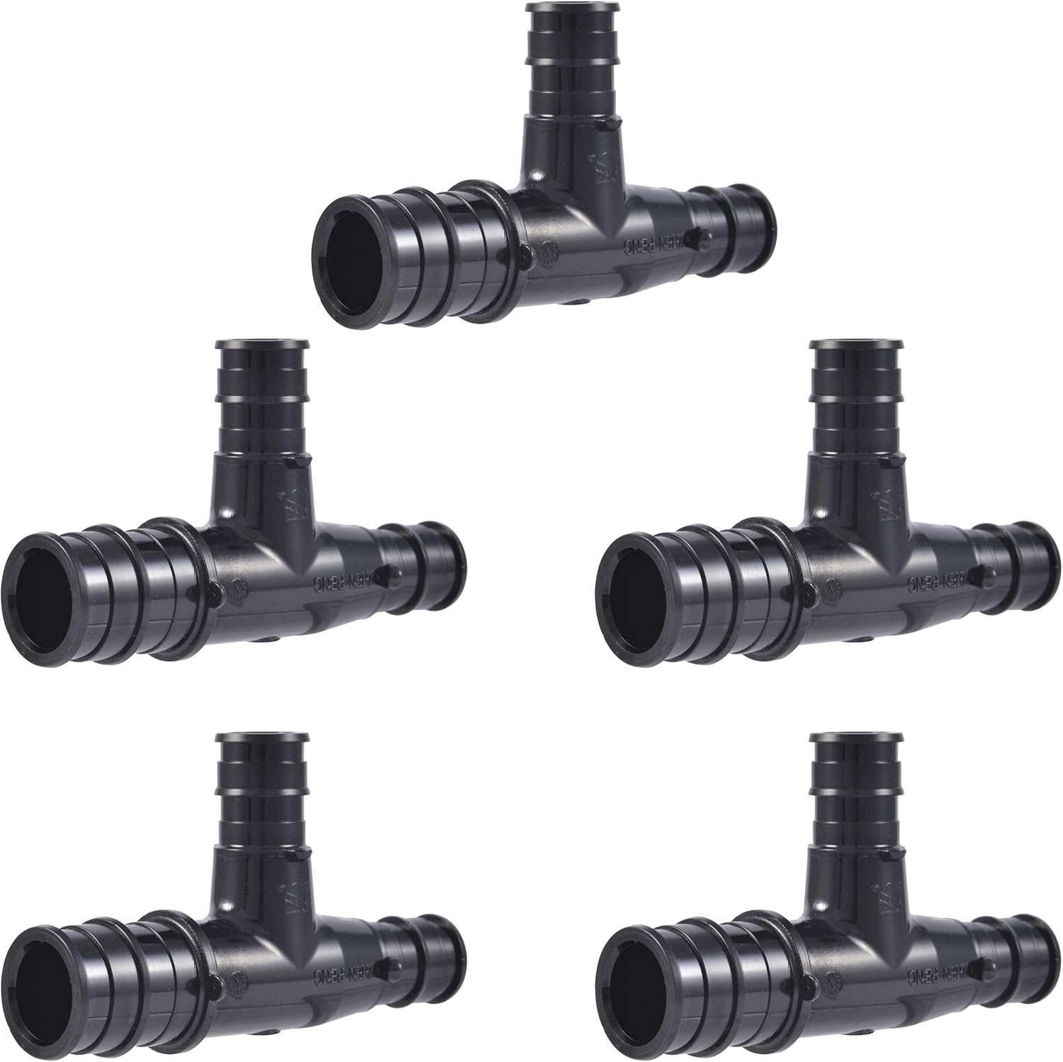 SharkBite 3/4 Inch x 1/2 Inch x 1/2 Inch Poly Expansion Reducing Tee for PEX-A Pipe, Pack of 5, Plastic Plumbing Fittings, Reducing Tee for PEX-A Tubing, UA454A5
