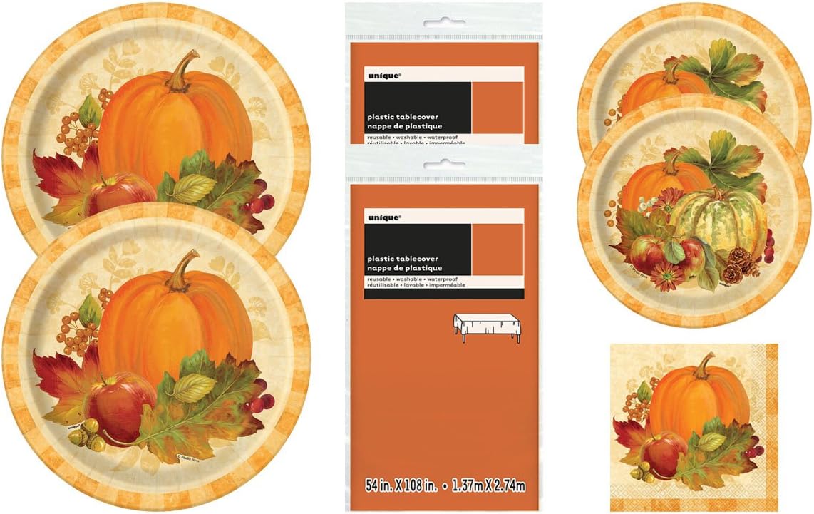 Fall Pumpkin Harvest Party Supply Bundle Plate Napkins