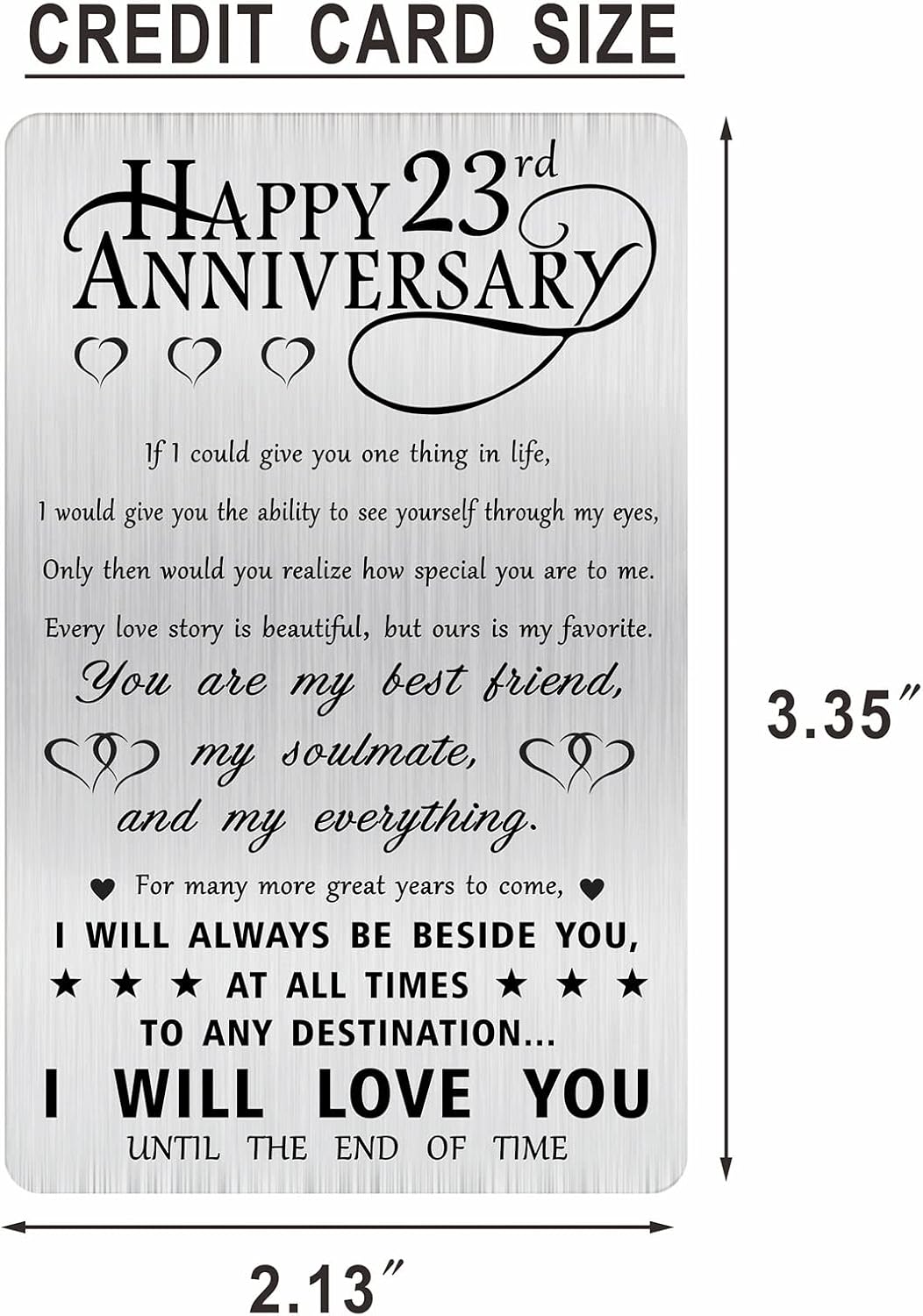Alotozo 23rd Anniversary Special Gifts for Husband Him Men, Happy 23 Year Wedding Anniversary Engraved Wallet Card Gift for Her Wife Women