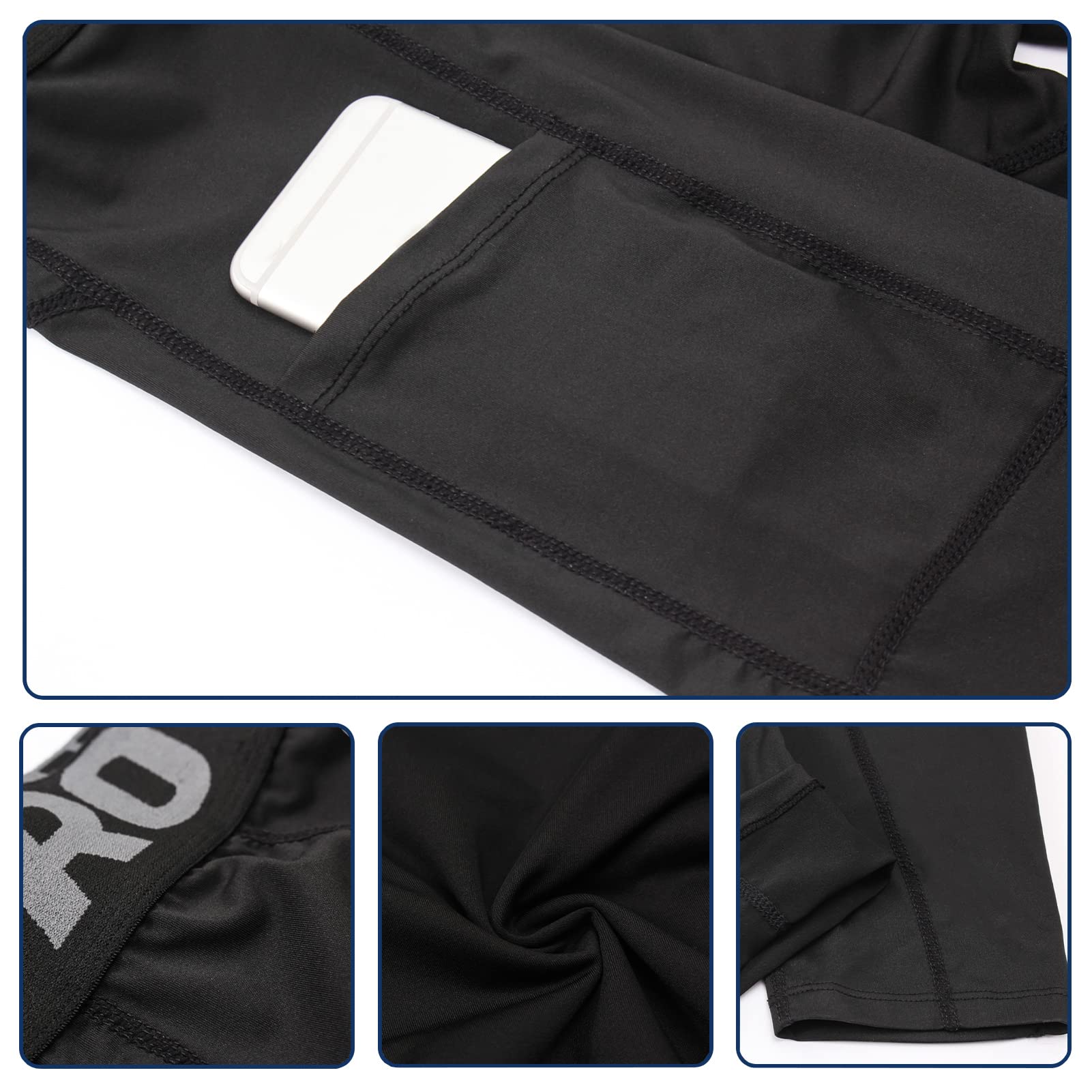 2 Piezas Leggings Hombre Pantalones Deportivos de Compresión Secado Rápido Mallas Largas con Bolsillos para Running Fitness Yoga