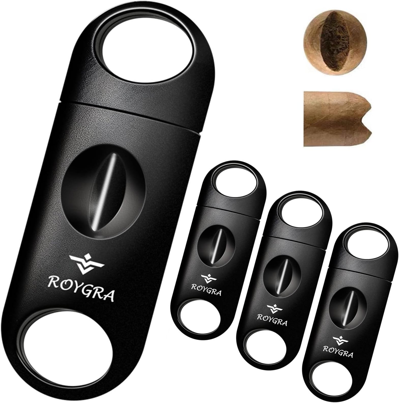 roygra V-Cut Cigar Cutter, Black - 4 Pack