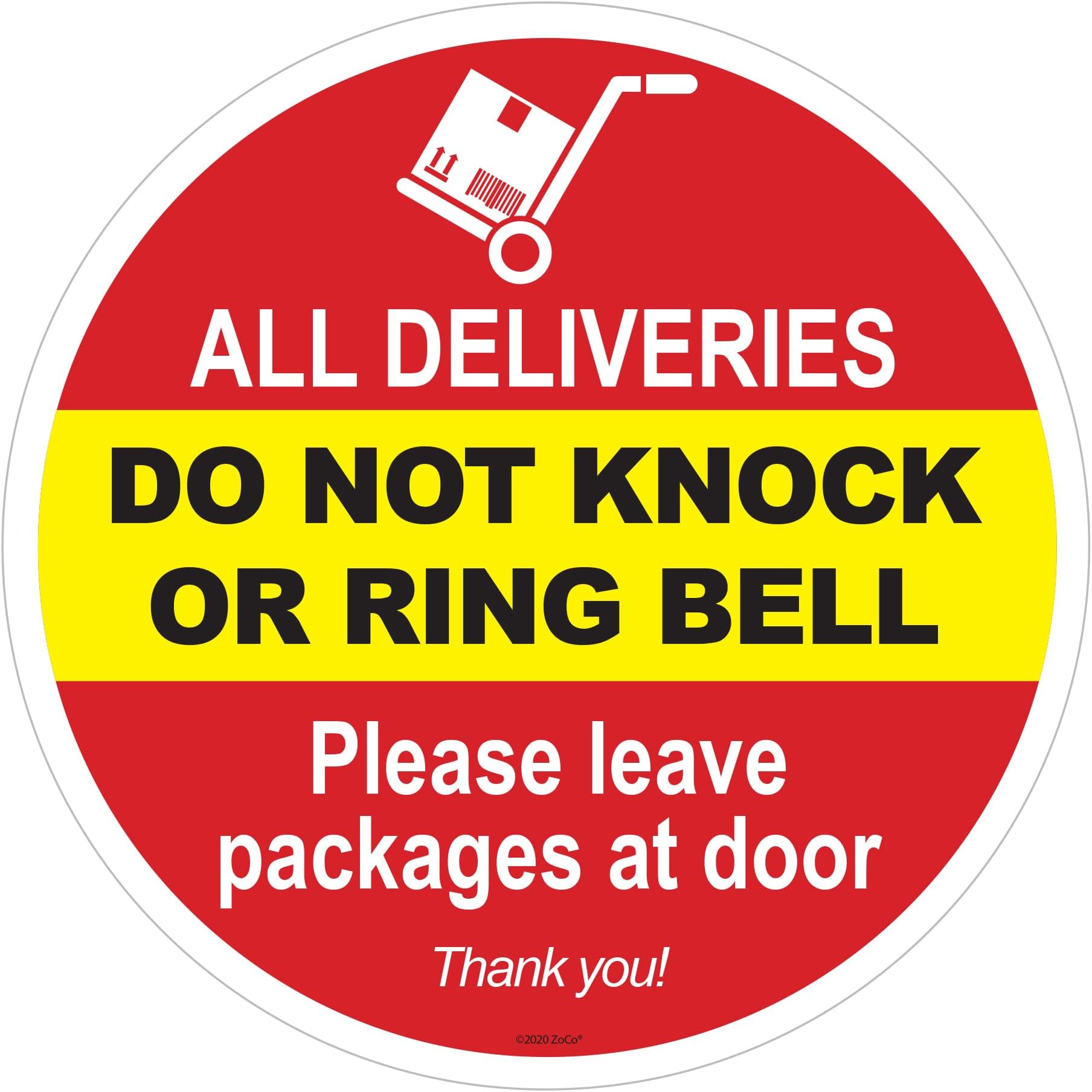 Please Do Not Knock or Ring The Bell Decal | Leave Package at Door Sign | Warning Sticker | Home Decor | Vinyl Static Cling Decal | Do Not Ring or Knock Sign |Inside Outside Removable | 6 inch. (1)