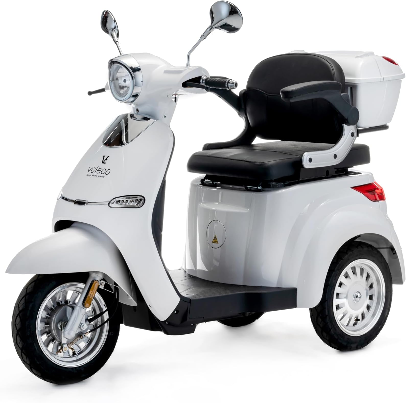 Veleco Mobility Vehicle Cristal White 3 Wheeled Mobility Vehicle Fully Assembled and Ready to Use with Mobility Device Cover Advanced Suspension System - Big Wheels Mobility Vehicle for Adults