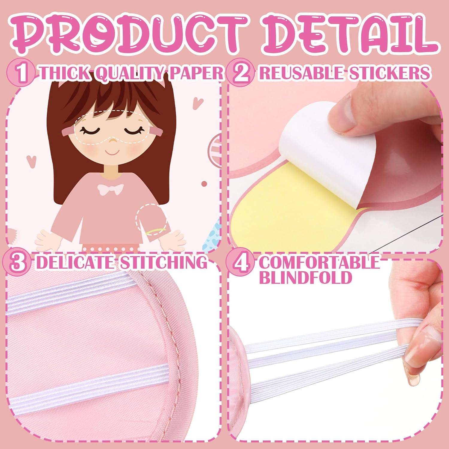Mooliwe 26 Pcs Sleepover Slumber Party Games Pin the Blindfold on the Girl Pajamas Poster Stickers Games Decor for Sleepover Slumber Party Night Supplies