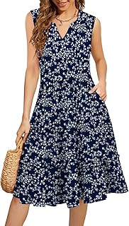 Summer Dresses for Women 2026 Elegant Classy Sleeveless Boho Midi Sun Dress Spring Break Travel Beach Vacation Clothes