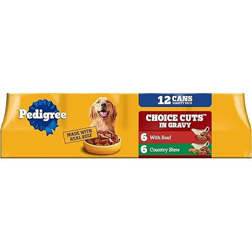 Pedigree Wet Dog Food, Choice Cuts Adult Canned Dog Food, Beef & Country Stew Multipack, 13.2 oz. Cans (12 Count, Pack of 1)