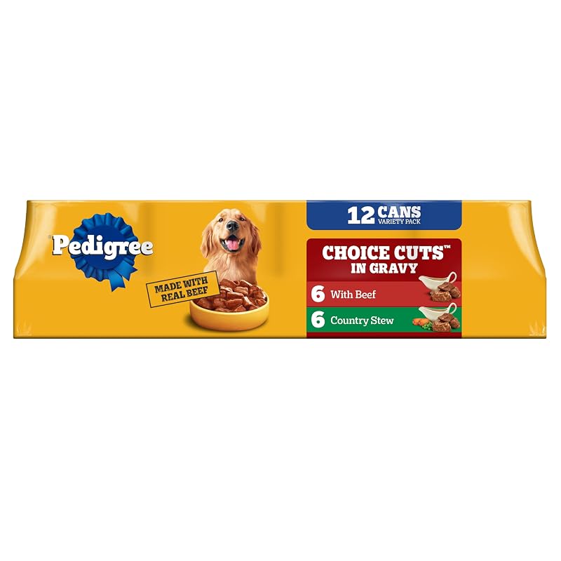 Ração úmida para cães adultos Pedigree Choice Cuts Beef & Country Stew com molho, 12 latas de 374 g