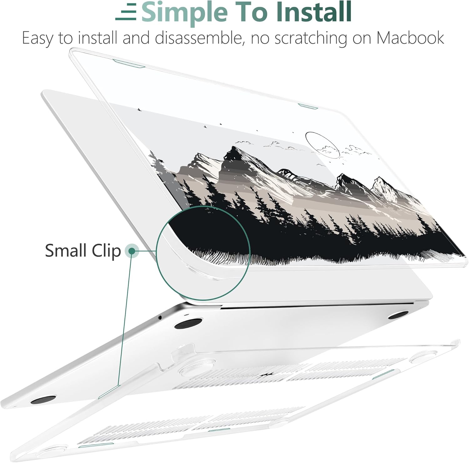 TWOLSKOO Compatible with MacBook Air 13 inch Case M5 2026 M4 2025 M3 M2 2024-2022 A3449 A3240 A3113 A2681, Plastic Hard Shell & Keyboard Cover for MacBook Air 13.6 inch Case, Mountain View