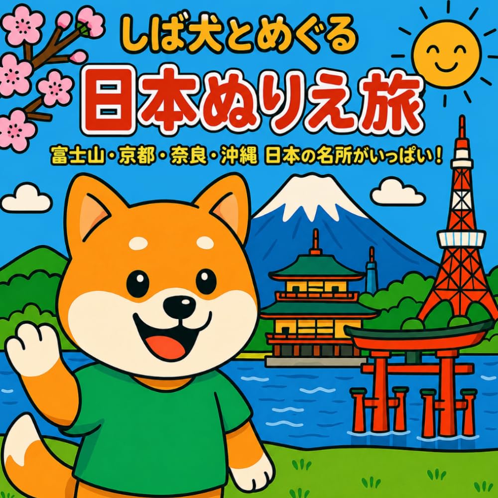 しば犬とめぐる 日本ぬりえ旅: 富士山・京都・奈良・沖縄 日本の名所がいっぱい！