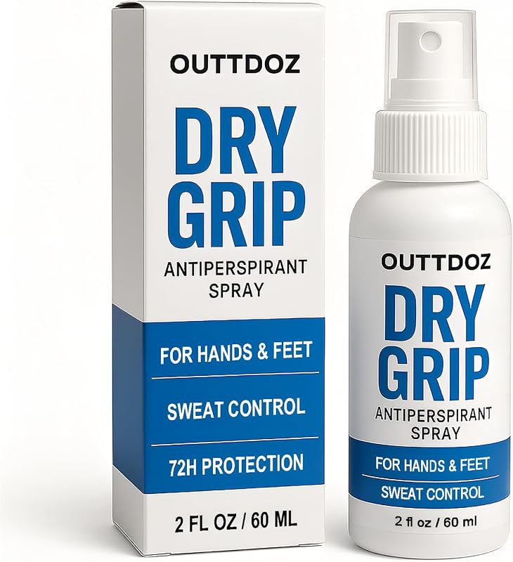 DryGrip Antiperspirant Spray for Sweaty Hands & Feet, 15% Aluminum Chloride | Fragrance-Free Hand & Foot Sweat Control for Sports, Work & Everyday Use