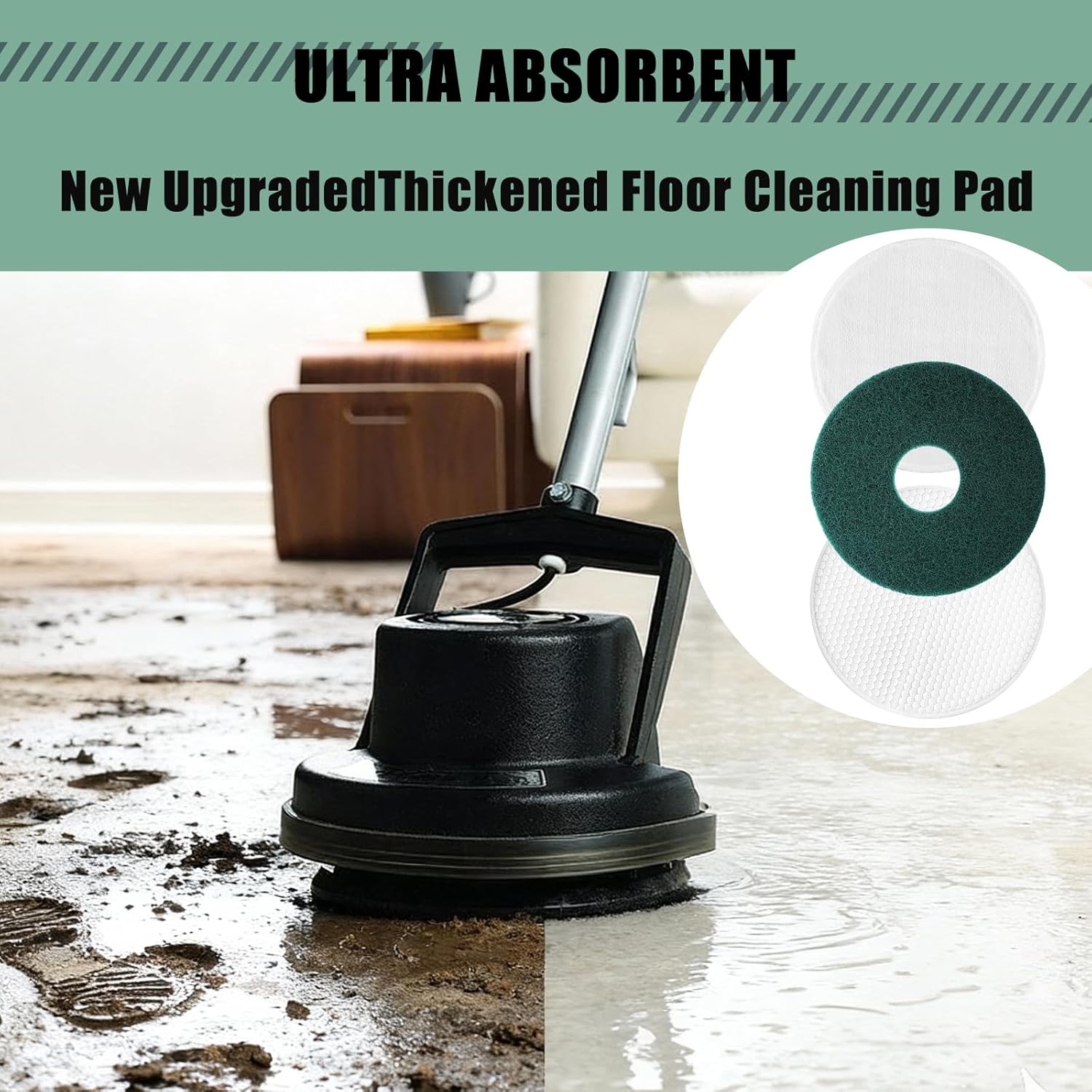 12" Floor Machine Replacement Pad, Floor Machines Pads for Orbital Floor Scrubber, Compatible with Oreck Commercial 550MC Orbiter Floor Machine, For Everyday Cleaning of Hardwood and Tile Floors（6pcs）