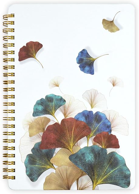 Mlife Spiral Bound A5 Journal Notatnik 160Pages, papier 100 g/m² Collegebock Hard Cover Z elastycznym paskiem zamknięcia i składaną kieszenią (Ginkgo)