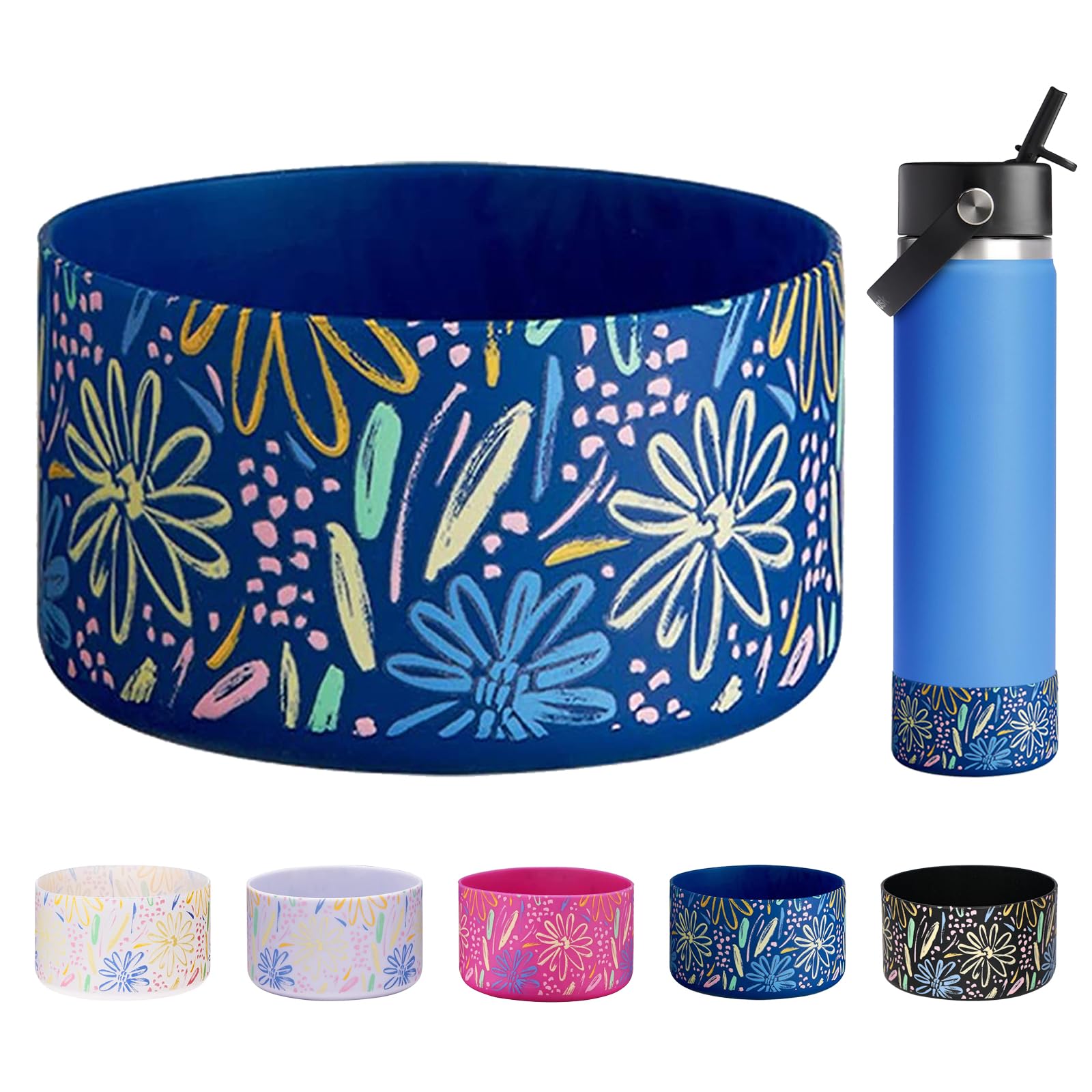 WK IEASON Protective Silicone Base Boot for Hydro Flask 12-24 oz Wide and Standard Mouth bottles, Anti-Slip Sleeve Cover Bumper for Hydro Water Bottle