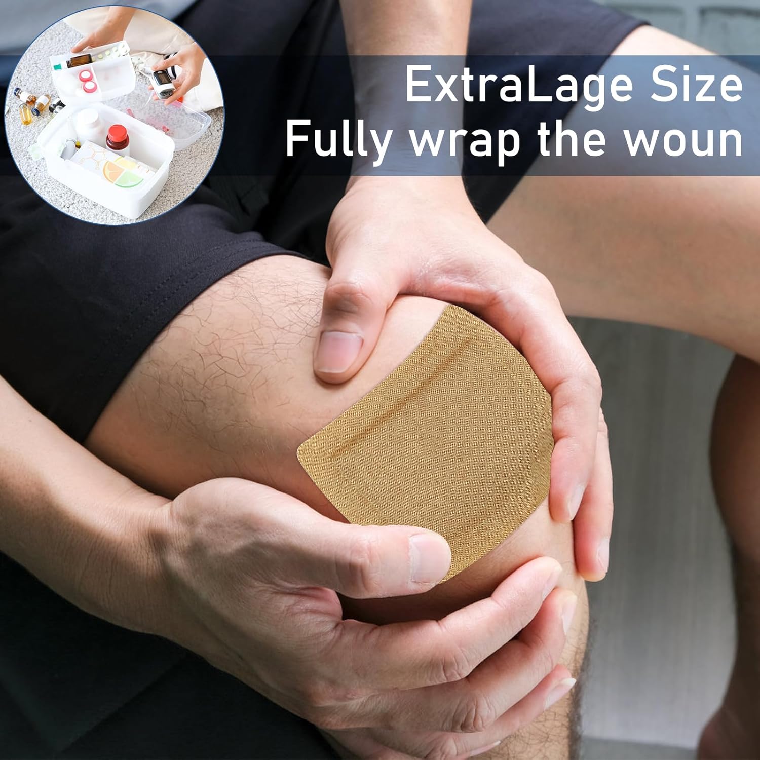 60 Pcs Flexible Extra Large Adhesive Bandages 5" x 3" Sterile Fabric Adhesive Bandages with Non-Stick Pad, Latex Free Wound Care for First Aid Kit