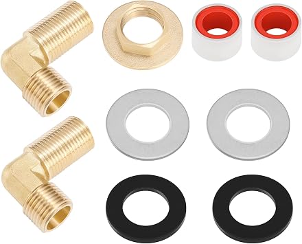 Brass Wall Mount Fauct, Commercial Sink Fauct Installation Kit for Stainless Steel Commercial Kitchen Prep & Utility Sink, 2 Pcs