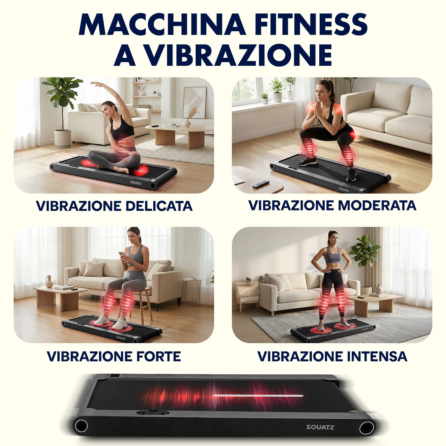 Squatz Tapis Roulant, Pieghevole, Tapis Roulant Salvaspazio, 2-in-1 Walking Pad con Vibrazione, Display LED, Nastro Antiscivolo, Motore Silenzioso 750W per Casa e Ufficio