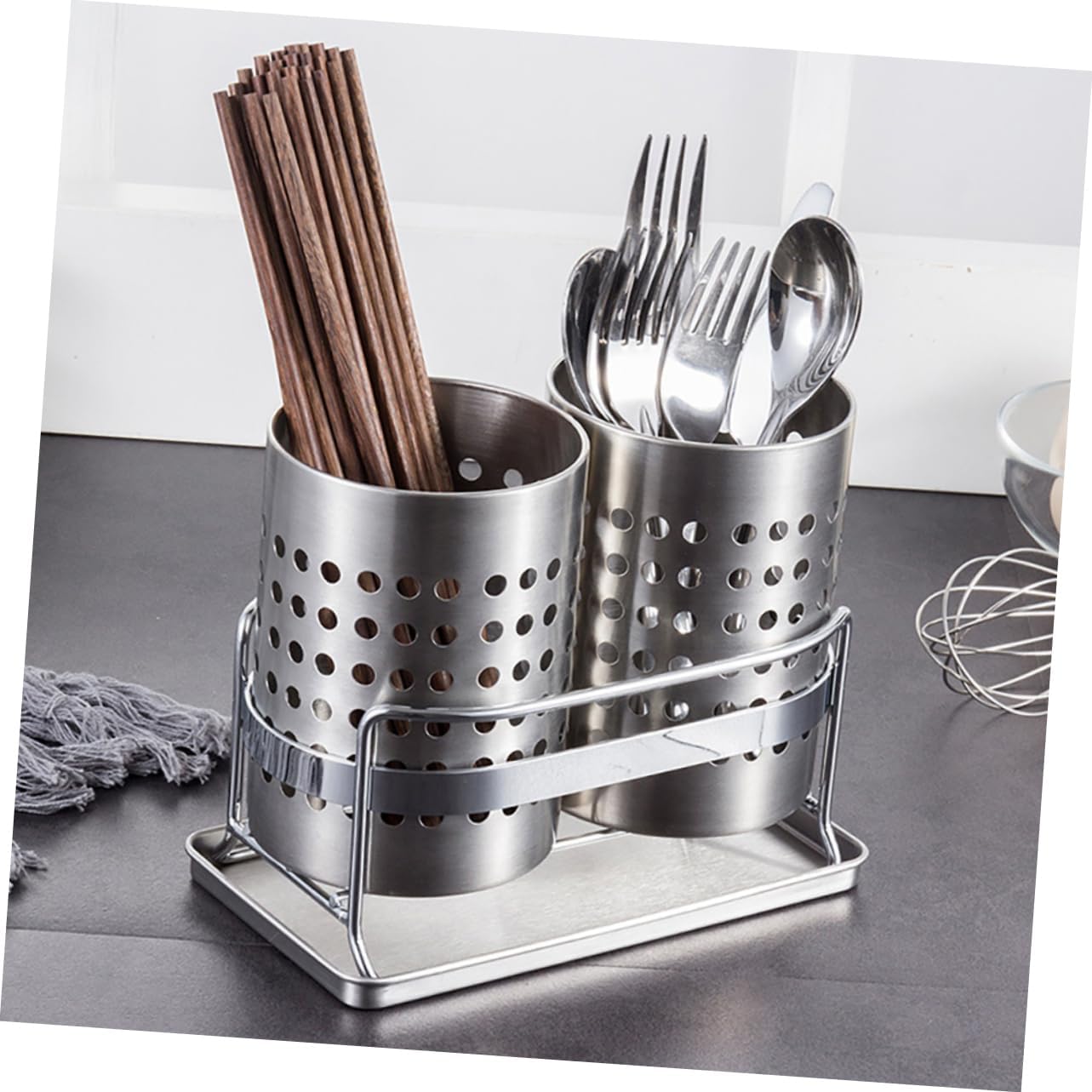 Utensil Holder Cutlery Storage Silverware Organizer Kitchen Organizer Countertop Drain Design