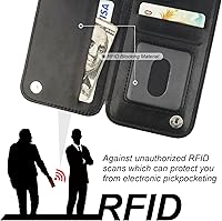 Vista 6 de ONETOP - Funda tipo cartera para iPhone 15 Pro con soporte para tarjetas, anillo de rotación de 360°, bloqueo RFID, piel sintética, doble cierre