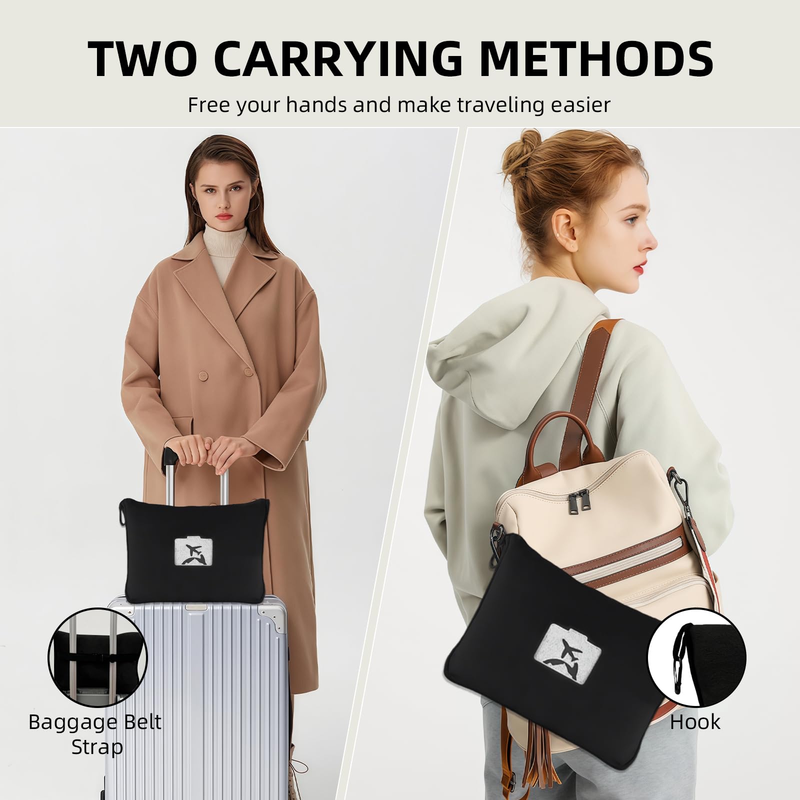 Coperta e cuscino da viaggio 2 in 1, morbida coperta e cuscino da viaggio per aereo e auto, essenziale per il volo lungo, per donne e uomini, coperte portatili da ufficio con custodia per bagagli e