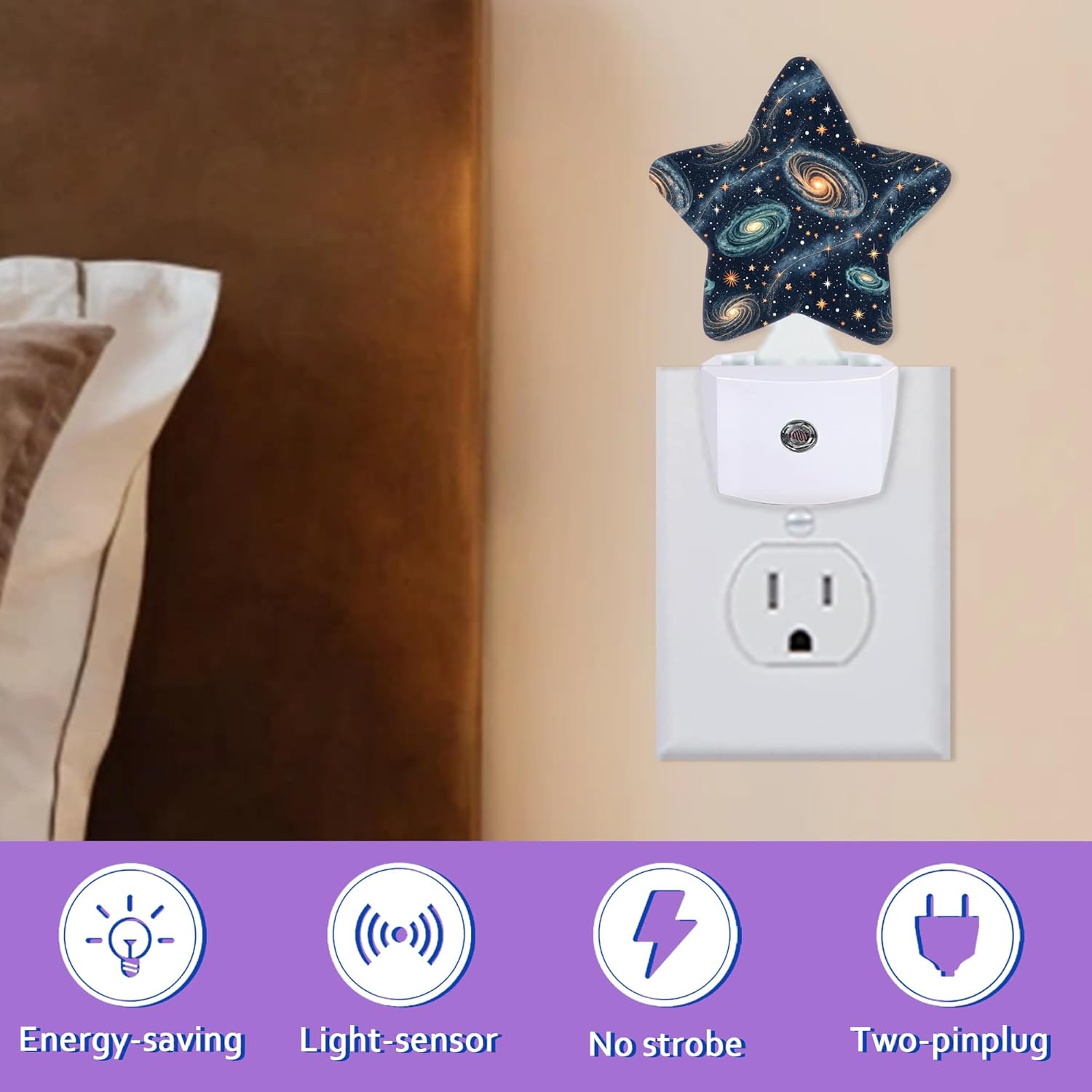Night Lights Plug Into Wall Decorative,Space Nebula Nightlights for Kids Bedroom, Space Nebula Energy Efficient Dusk-to-Dawn Sensor Sleep Friendly Lamp for Nursery Bathroom