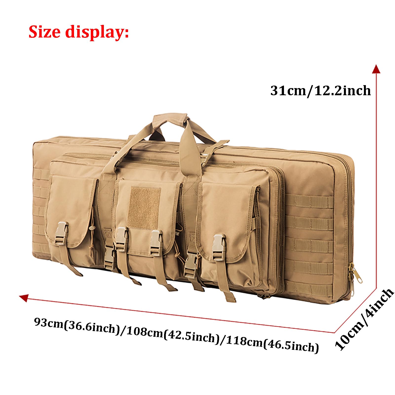 Estuches Blandos para Rifle,A Mochila Táctica para Rifle con Correa para el Hombro, Funda para Escopeta para Caza, Tiro, Acampada, Senderismo, Viajes/Khaki/108Cm