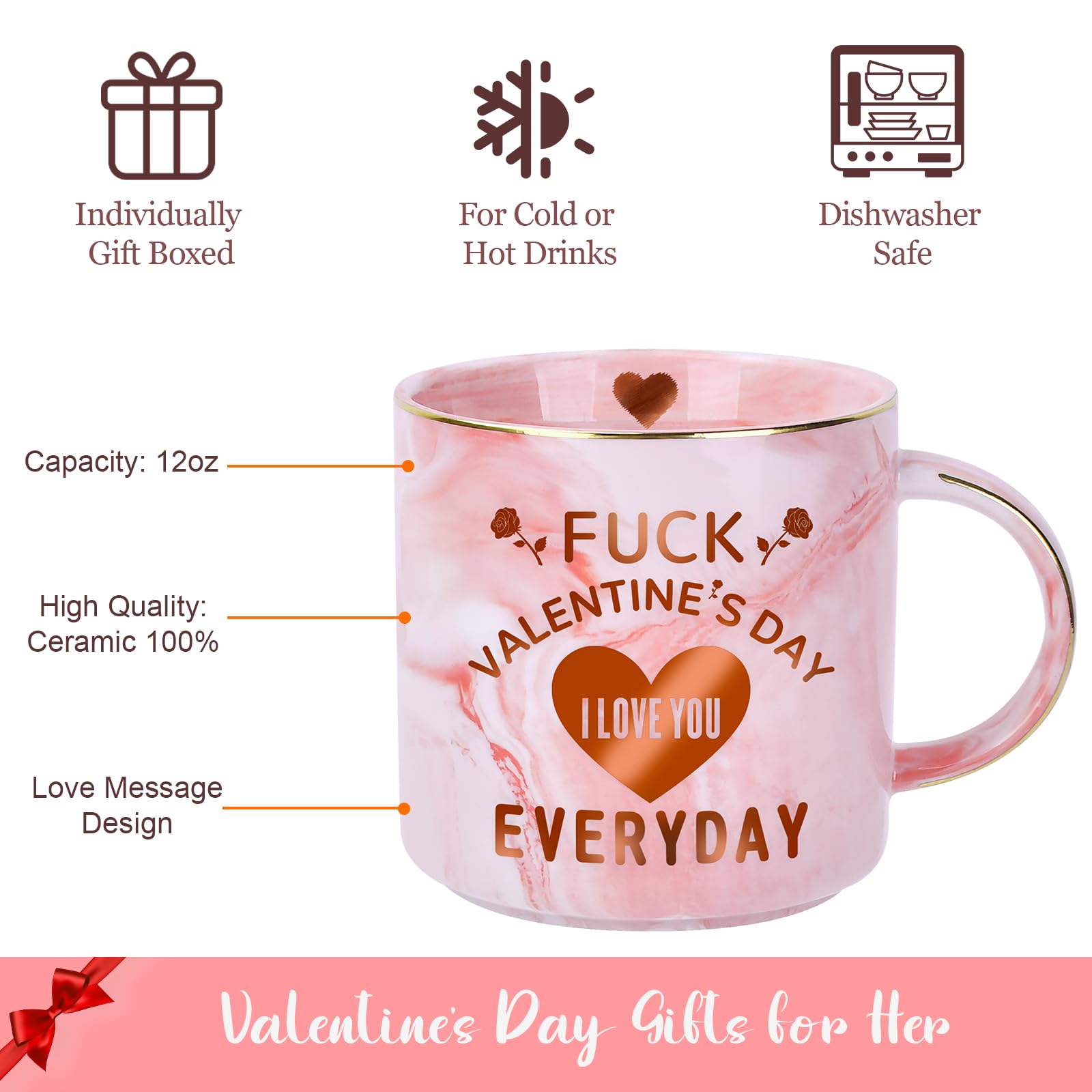 COVLUROTO Valentines Day Gifts for Her: 12 OZ Funny Coffee Mug - Galentines Day Gifts for Women Girlfriend Wife from Him Husband Boyfriend - Valentines Anniversary Birthday Novelty Presents for Women