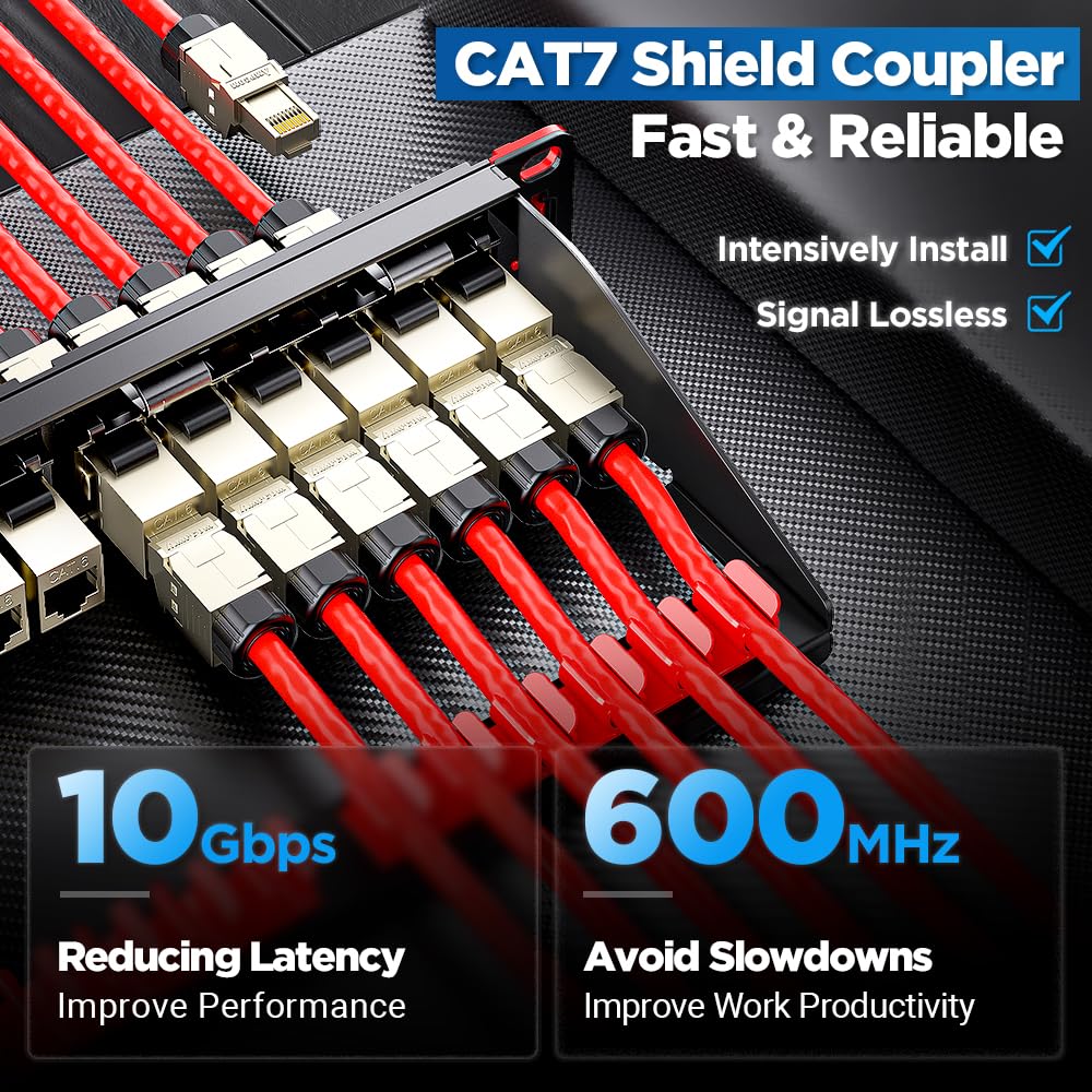 AMPCOM Lot de 24 coupleurs en ligne CAT7 RJ45 STP Keystone, module Ethernet blindé femelle vers femelle