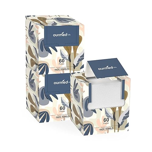Ourmed Life Toallas faciales desechables biodegradables para piel sensible, toallitas faciales sin pelusa para lavar la cara, cuidado de la piel y