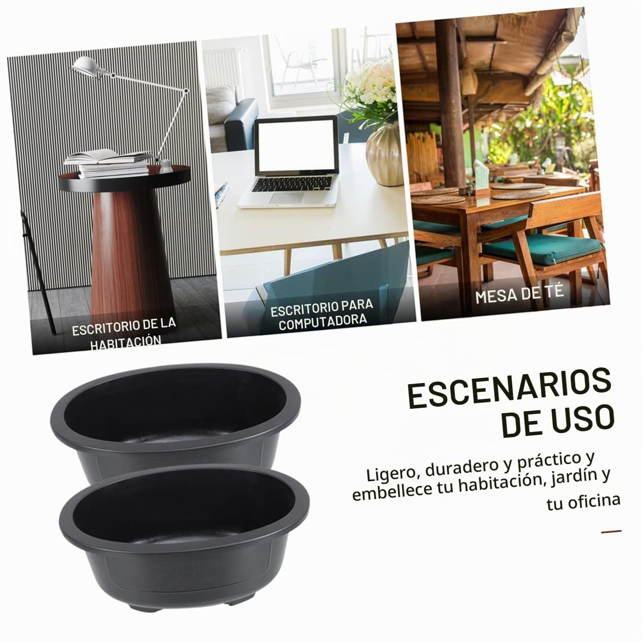 SUPVOX 2 Piezas Macetero Grande Ovalado De PláStico con Drenaje para JardíN Y BonsáI Maceta para Plantas Y Flores Uso En Hogar Oficina BalcóN Y DecoracióN Exterior
