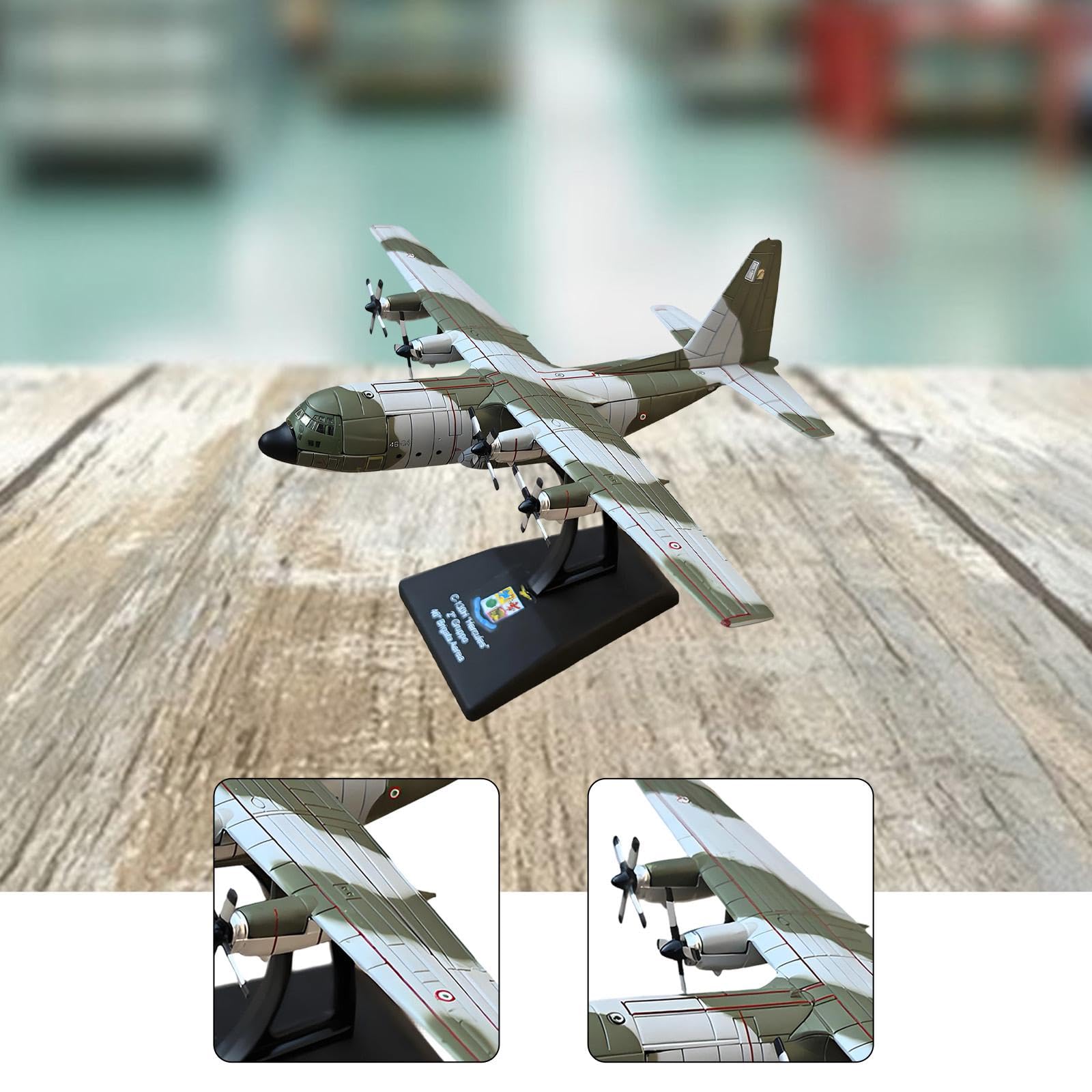 Sharplace Maquette d'avion de Transport et de Chasse C-130H au 1/250 avec Socle d'exposition, idéale pour la Maison, Le Bureau, Les cafés et Les