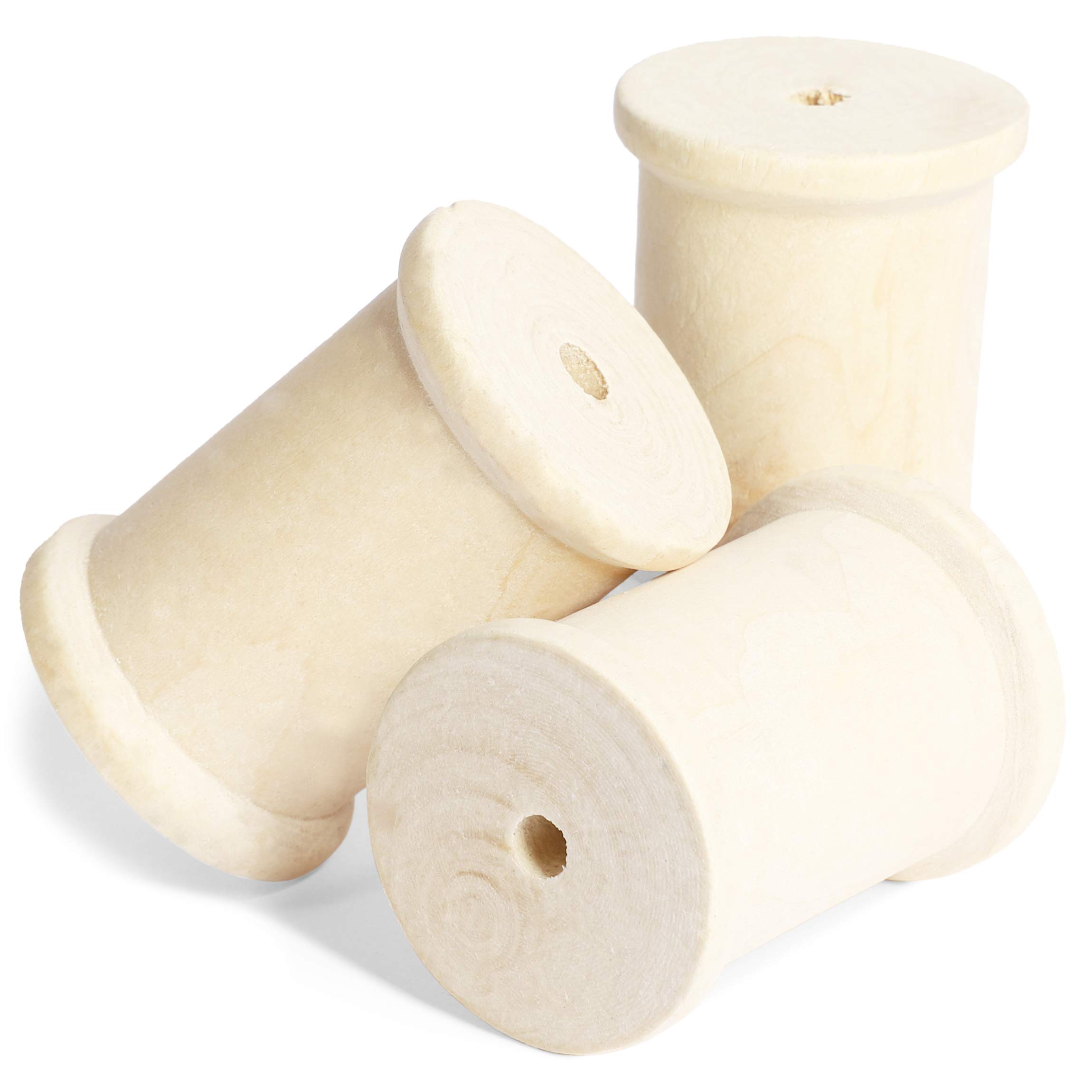 Carretes de madera grandes sin terminar para manualidades (1.5 x 2 pulgadas, 40 unidades)