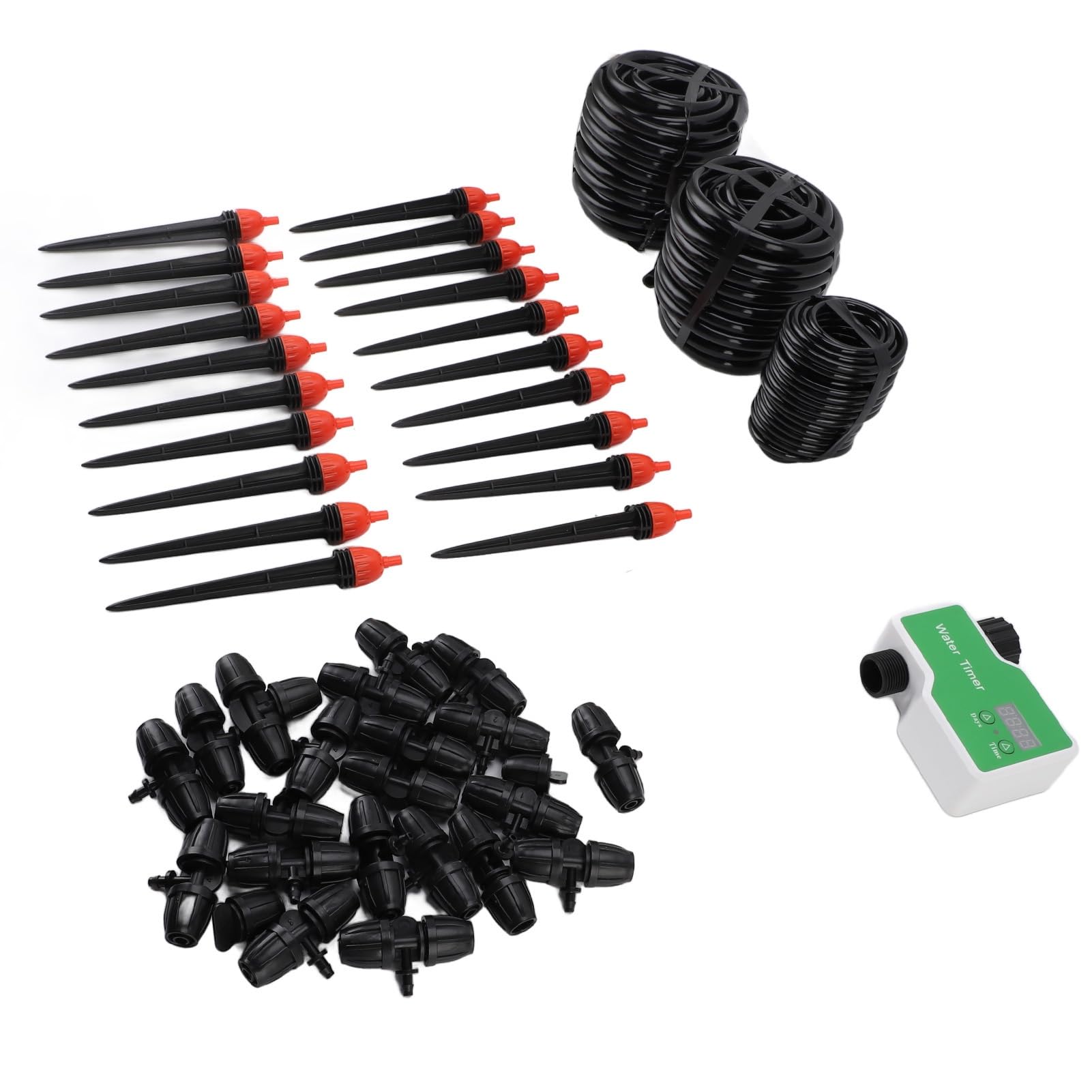 Fdit Kit di Irrigazione a Goccia con Timer per L'acqua Comodo di Irrigazione per Piante in Vaso Materiale ABS