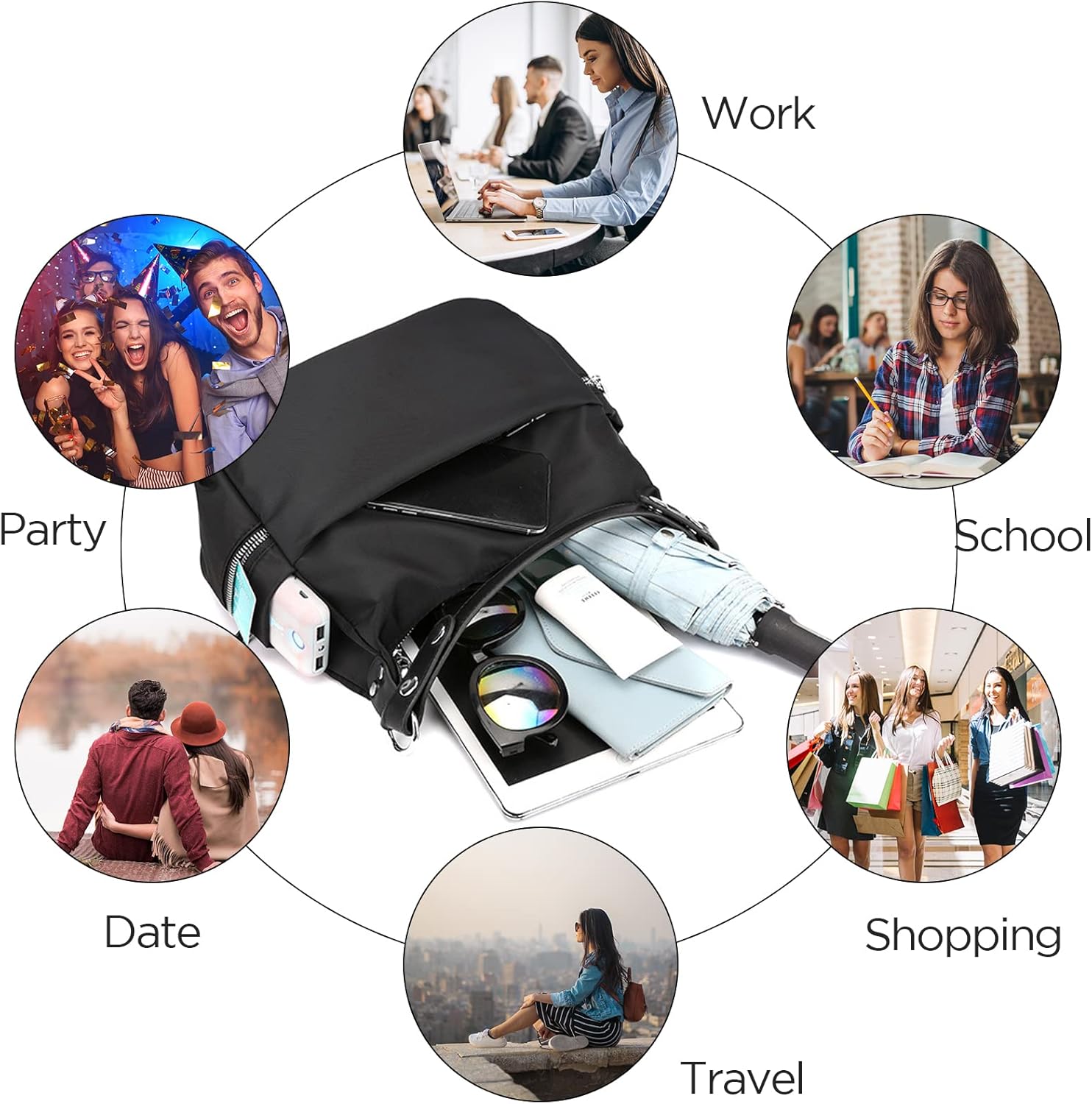 Girls Small Tote Purse Nylon Mini Hobo Handbag Purses for Women Shoulder Bag Ladies Crossbody Clutch Bags