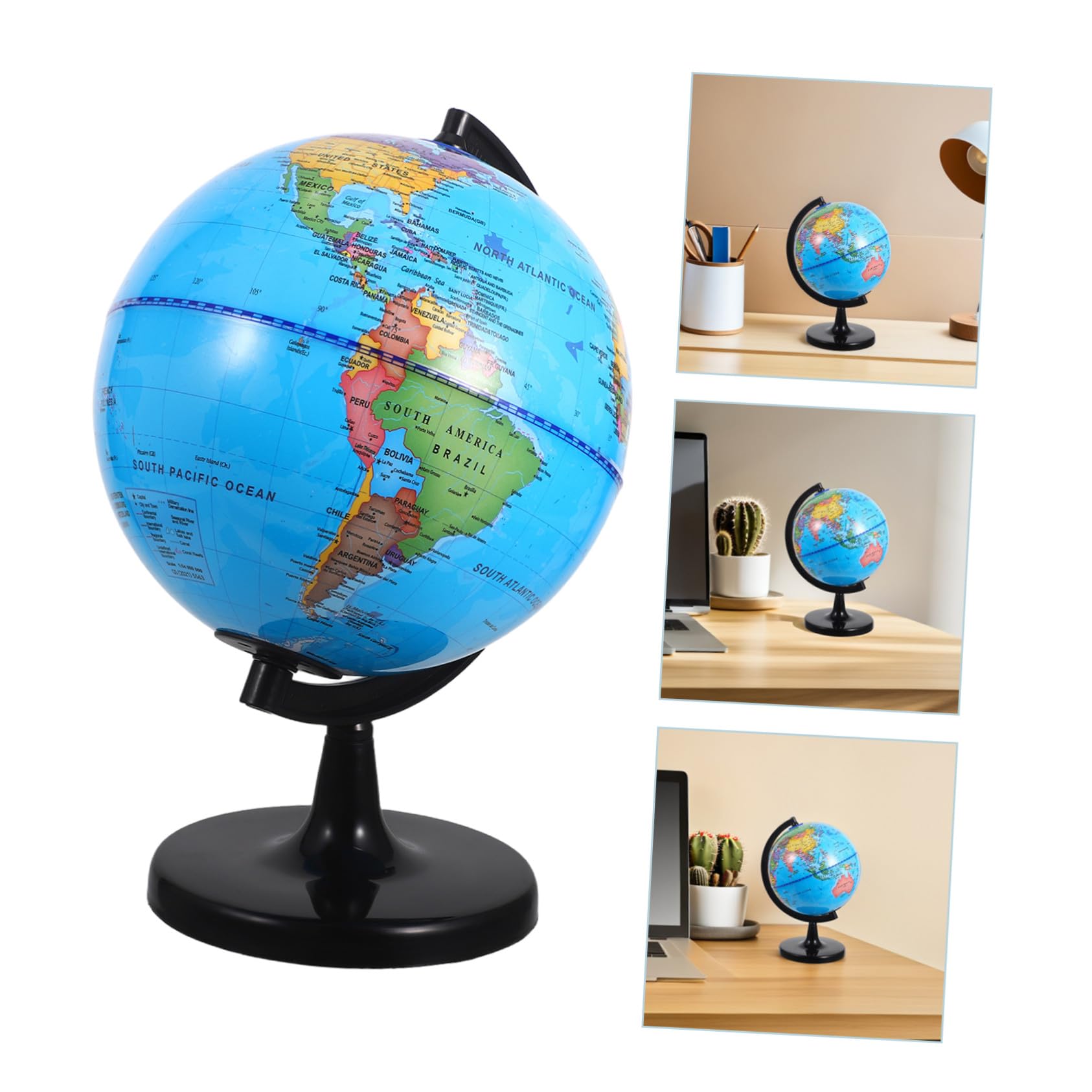 SHINEOFI Globo Dell’apprendimento Grande con Mappa del Mondo per Ragazzo Ragazza, Mappamondo Educativo Rotante con Base Stabile, Strumento Didattico per Classe e Uso Domestico