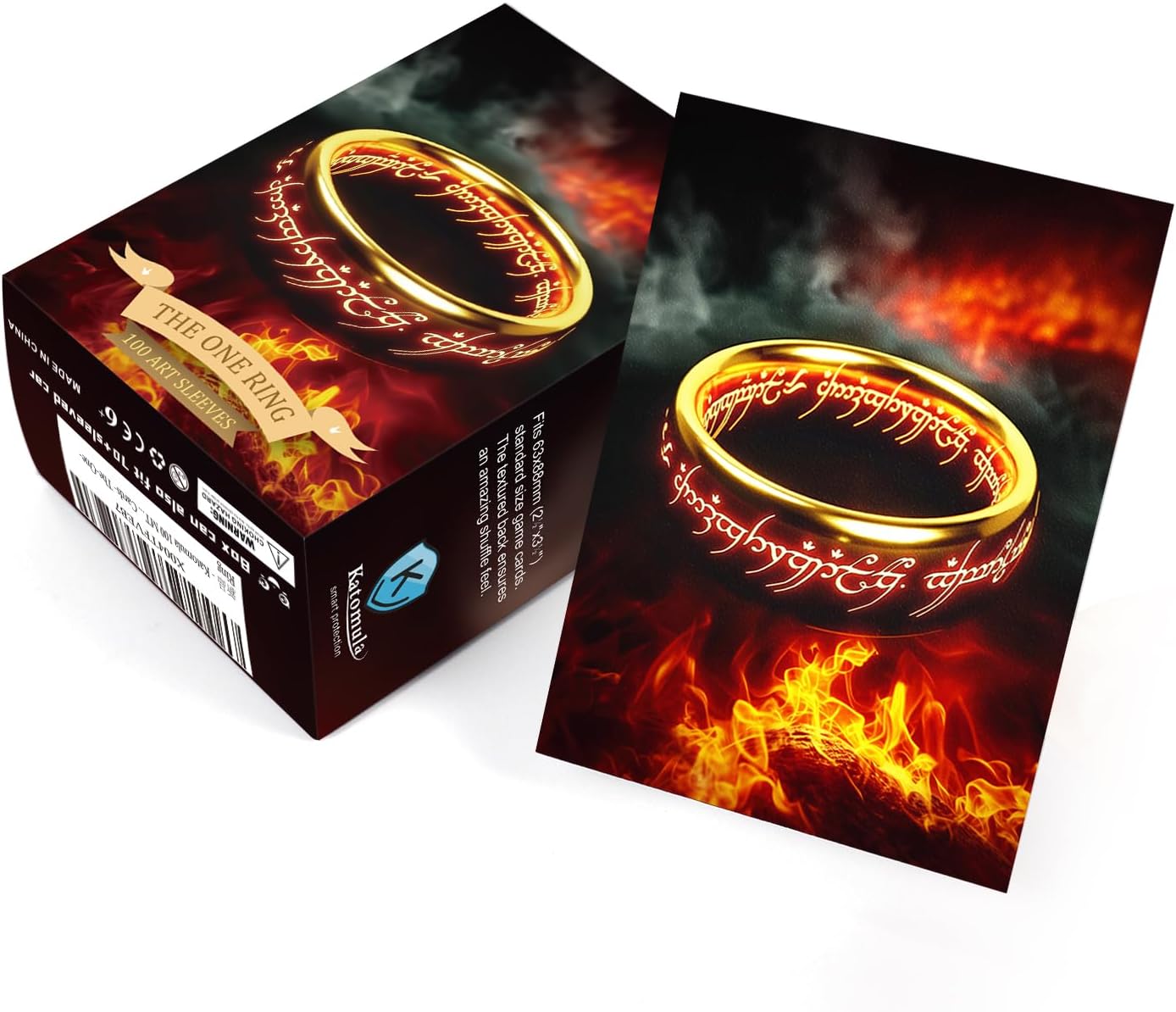 Katomula 100 MTG Card Sleeves with 100 Inner Sleeve, Textured Back Art Sleeves, Fit Standard Size Cards- The-One-Ring