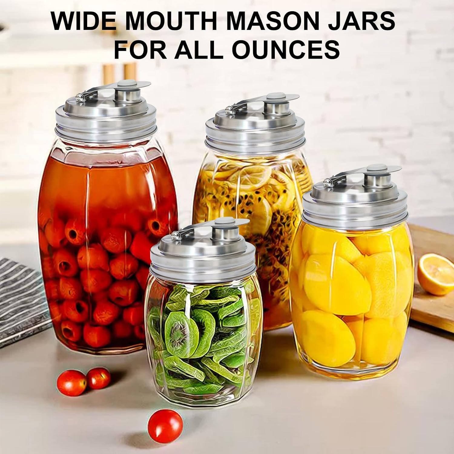 2 Pack Wide Mouth Mason Jar Stainless Steel Pour Spout Lid