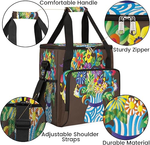 Miniatura 6 de Bolsa de transporte para cafetera de flores de arte abstracto para Keurig K-Mini o K-Mini Plus K-Cup Pods Almacenamiento portátil Cafetera Bolsa de