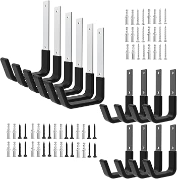 Silver Garage Utility Hooks 6 Medium and Black Garage Utility Hooks 8 Small