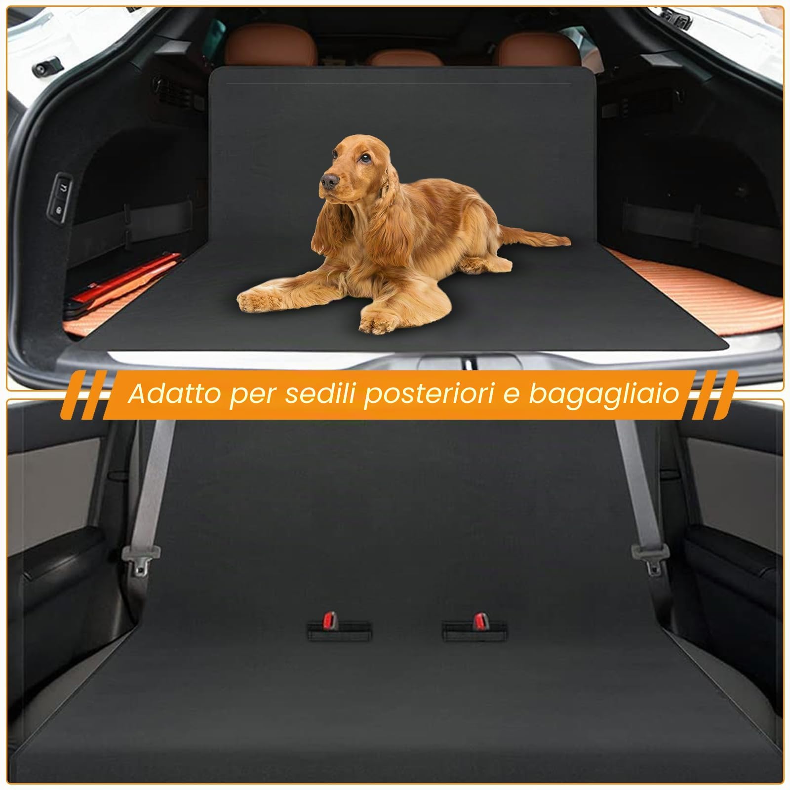 Coprisedile Auto per Cani, Coprisedile Posteriore Auto per Cani, Telo Cane Sedili Posteriori, Telo Bagagliaio per Cani, Impermeabile Universale Protezione Della Fodera
