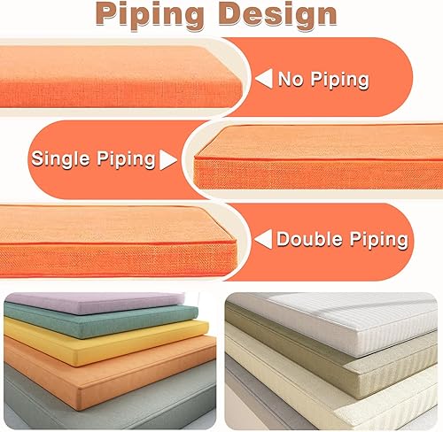 Miniatura 4 de Seat Cushion Custom Size, Bench Pad, Bay Window Cushion, Chair Pad, Sofa Cushion, Window Seat Pad, Furniture Cushion, Linen Fabric, IndoorOutdoor