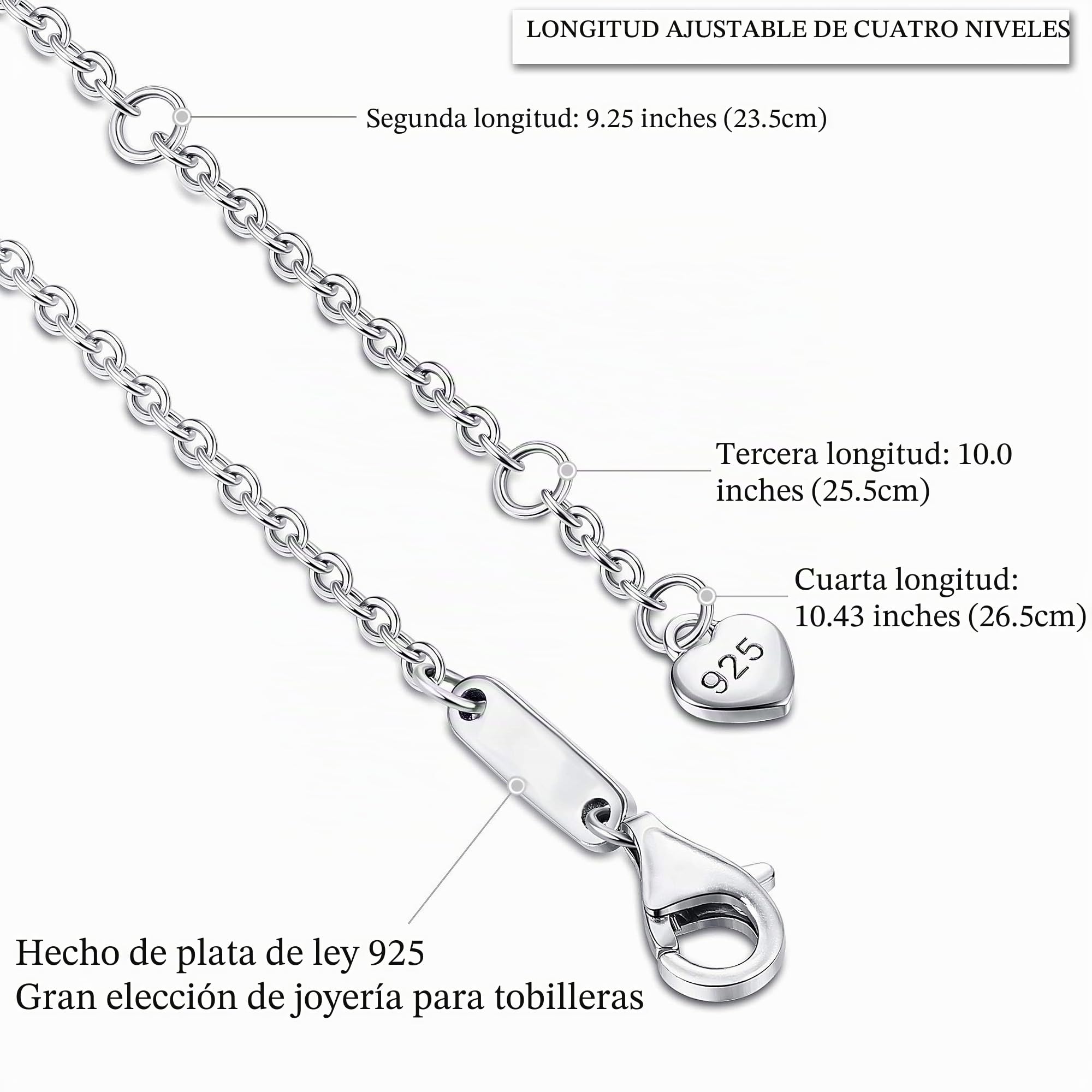 Finrezio Infinito Tobillera De Plata Esterlina 925 Para Mujeres Niñas Ajustable Joyería De Pie Pulsera De Tobillo Regalo Para El Día De La Madre