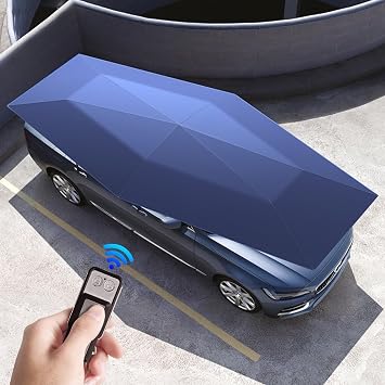 Automatic Car Umbrella, Auto-Manual 2 in 1 Folding Car Tent with Remote Controller, Carport Canopy Shelter for Most Models, Lightweight and Easy to Carry4.8m