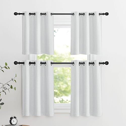 Miniatura 7 de NICETOWN Cenefas de lino sintético, cortinas cortas para cafetería, niveles de cocina, cortinas para oscurecer la habitación, cortinas para ventanas