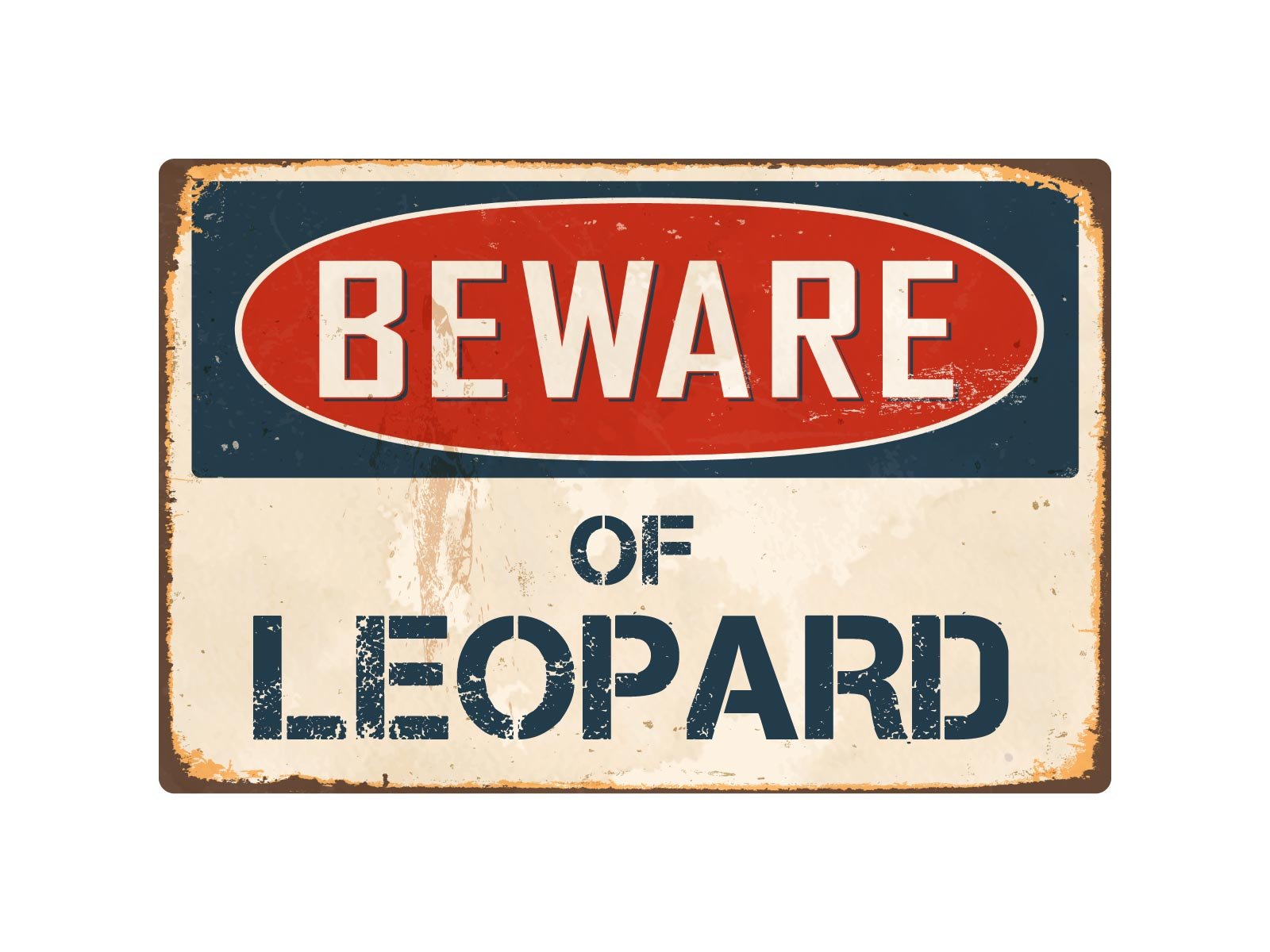 Beware Of Leopard 8” x 12” Vintage Aluminum Retro Metal Sign VS252