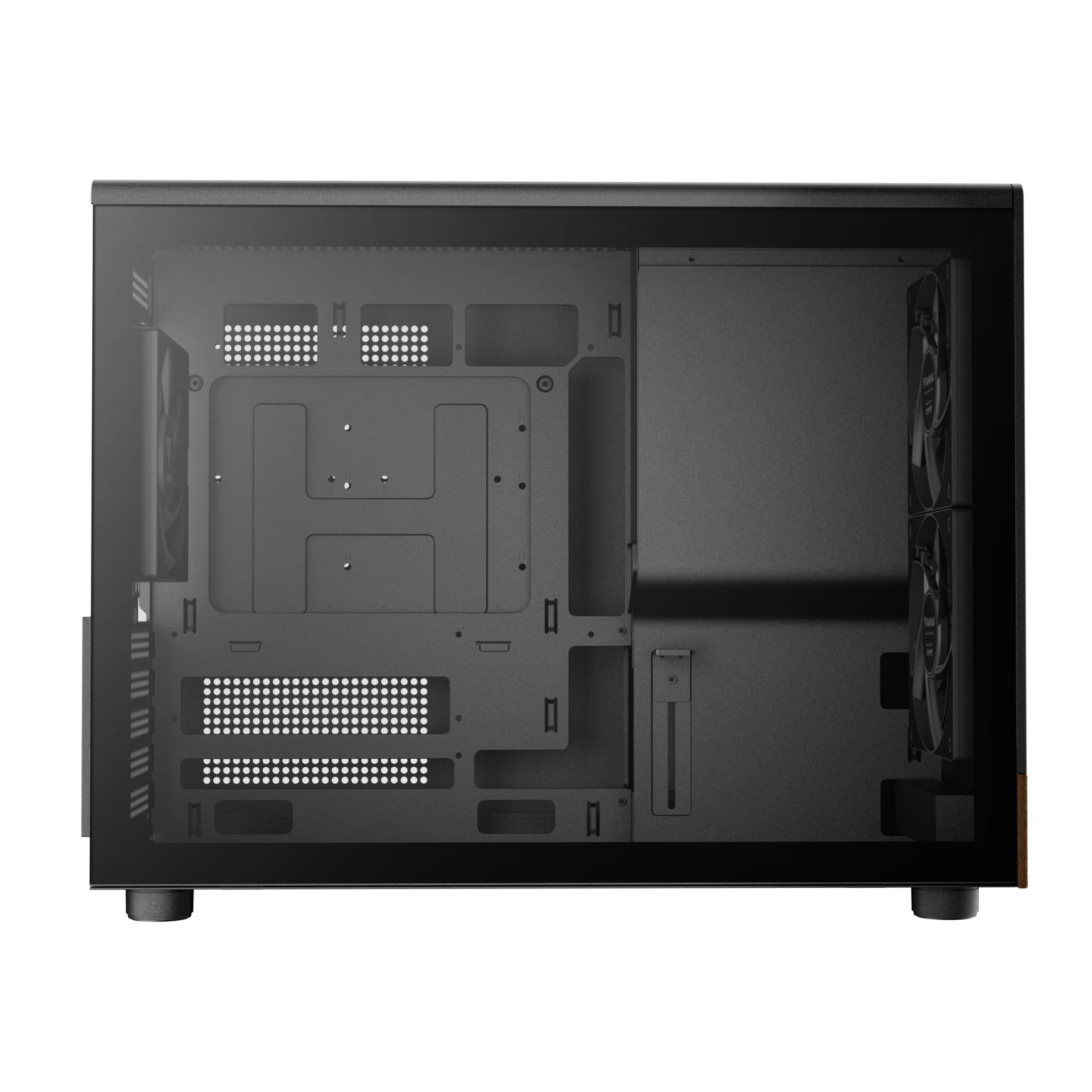GAMDIAS Athena M4M Wood - Caja micro torre de 3 x 120 cm, frontal de red de nogal